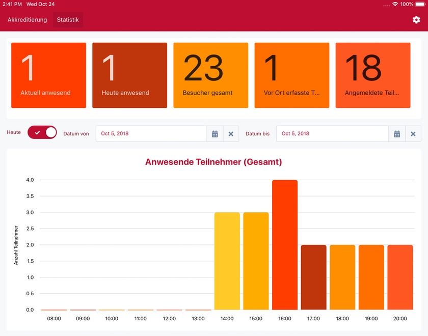 screenshot of vivenio Check-In